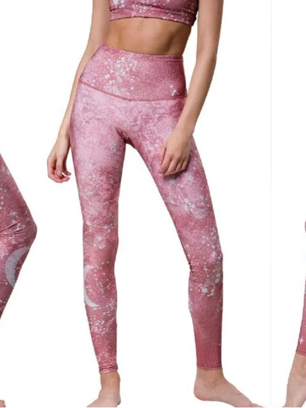 🌸 Onzie Yoga Set Pants Pink Marble High-Waist Leggings and Top